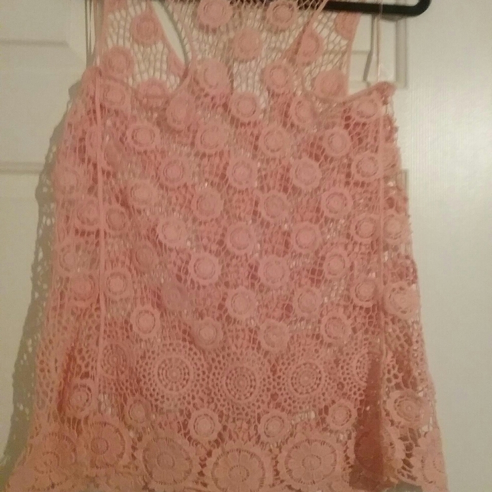 Juniors Peach Crochet Blouse